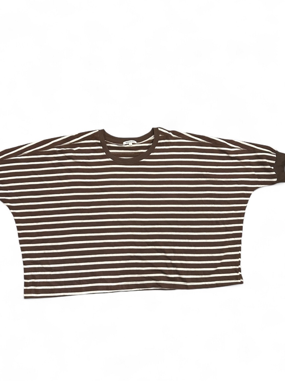 🤎 Wishlist Brown & Cream Oversized Striped Top – Size Large